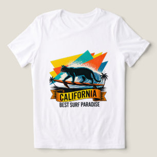 Sommerkatzen-Surfing-Retro-Kalifornien-T-Shirt für Tri-Blend Shirt