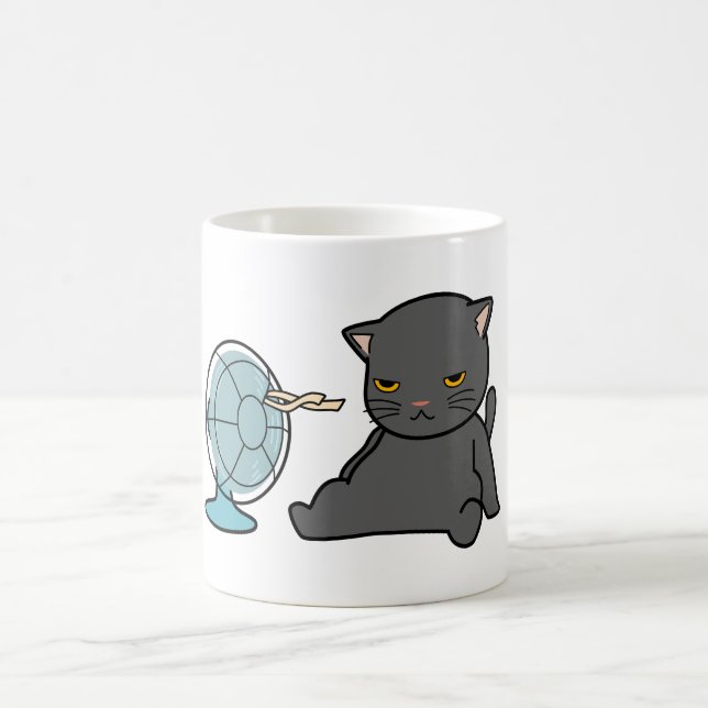Sommerkatzendesign vor dem Ventilator | Hundedesig Kaffeetasse (Mittel)