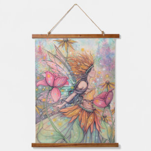 Sommerkönigin Blumenfee Fantasy Kunst Wandteppich Mit Holzrahmen