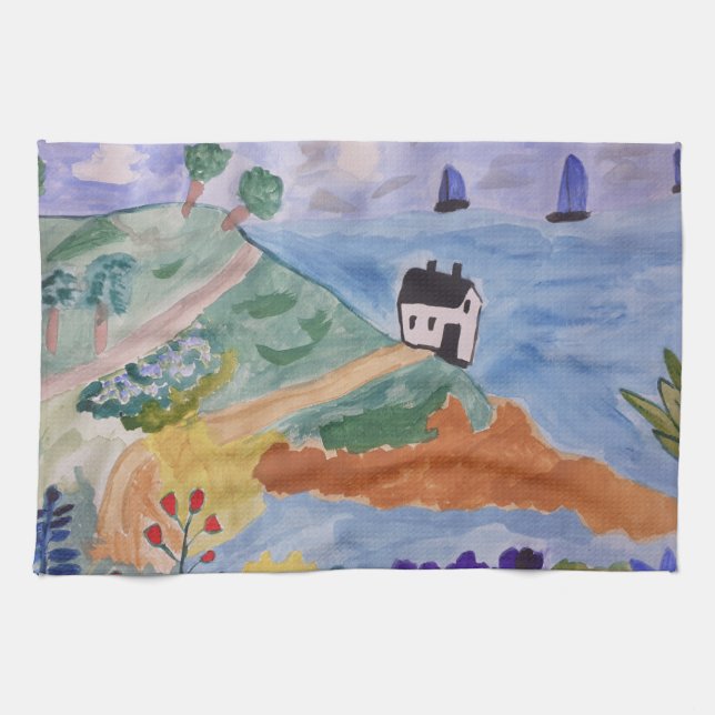 Sommerküste & Blume Handtuch (Horizontal)