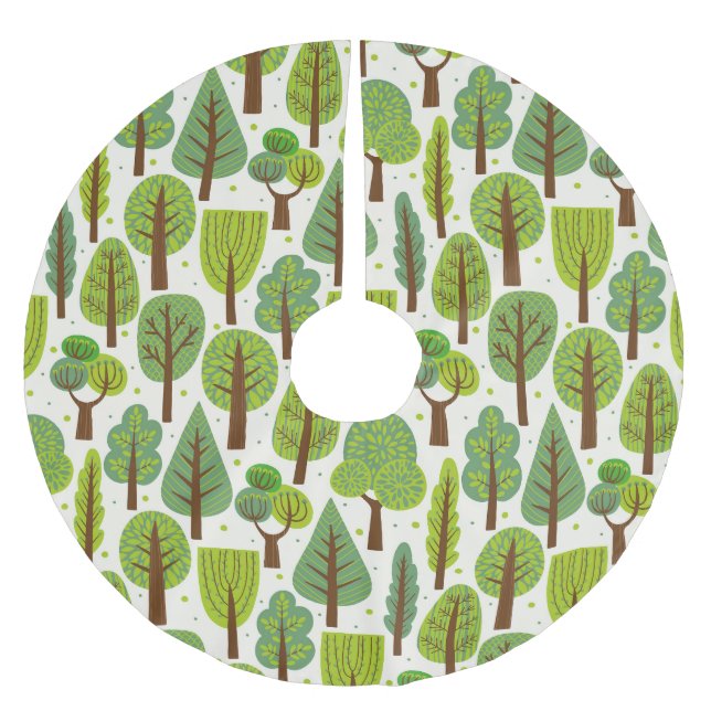 Sommerküste: Grünes, nahtloses Muster Polyester Weihnachtsbaumdecke (Vorderseite)