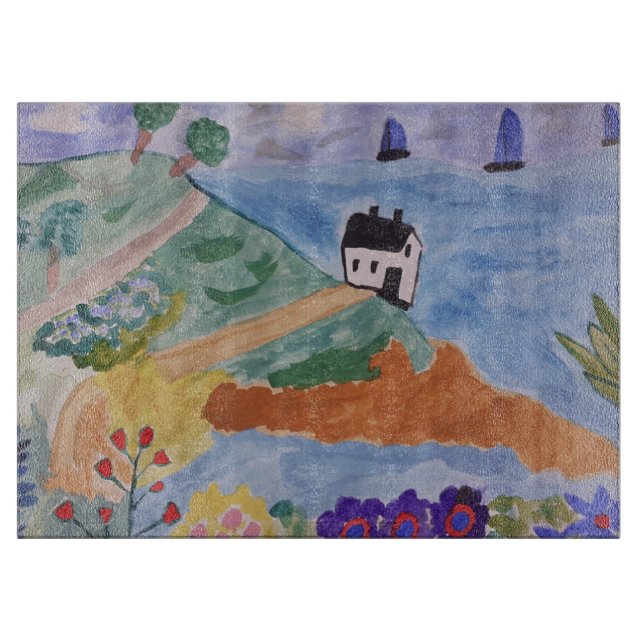 Sommerküste und Blume - Kneipe Schneidebrett (Vorderseite)