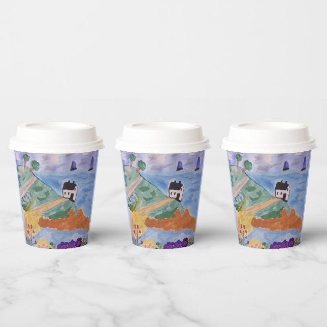 Sommerküste und Blume Papier Cups Pappbecher (Multi)