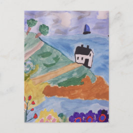 Sommerküste und Blume Postkarte