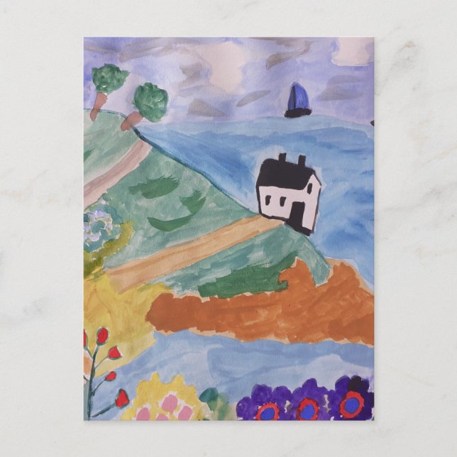 Sommerküste und Blume Postkarte (Vorderseite)