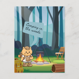 Sommerlager im Wald Postkarte