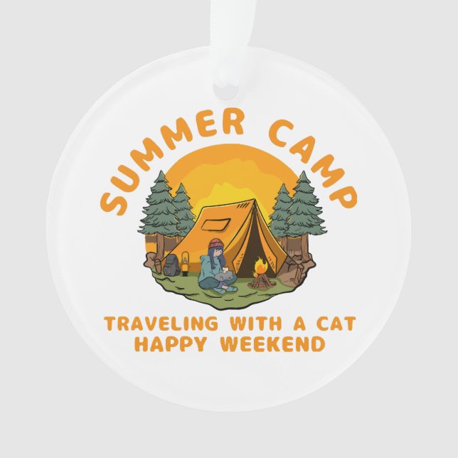 Sommerlager mit Katze Ornament (Vorderseite)