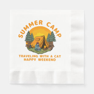 Sommerlager mit Katze Serviette