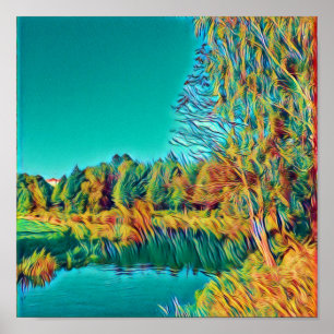 Sommerlandschaft Landschaft A4 Poster