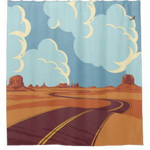 Sommerlandschaft mit einer leeren kurvenreichen St Duschvorhang