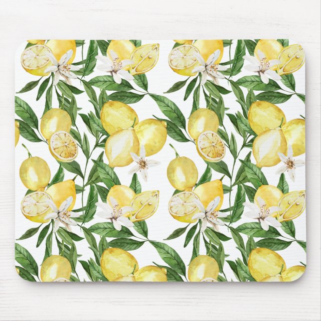 Sommerlemonen und Zitronenblütenmuster Mousepad (Vorne)