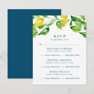 Sommerlemons und Laub-Mehrfach-Event-Hochzeit RSVP Karte