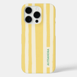 Sommerlich Chic Retro Gelbe Streifen Personalisier iPhone 16 Pro Hülle