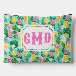 Sommerlich-preppy-tropische Cocktails Monogramm Zubehörtasche