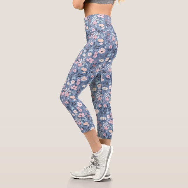 Sommerliche Blume Abstrakt Capri Leggings (Links)