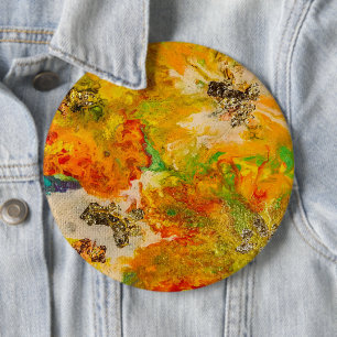 Sommerliche Blume abstrakt Orangengelb Button