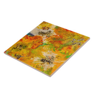 Sommerliche Blume abstrakt Orangengelb Fliese