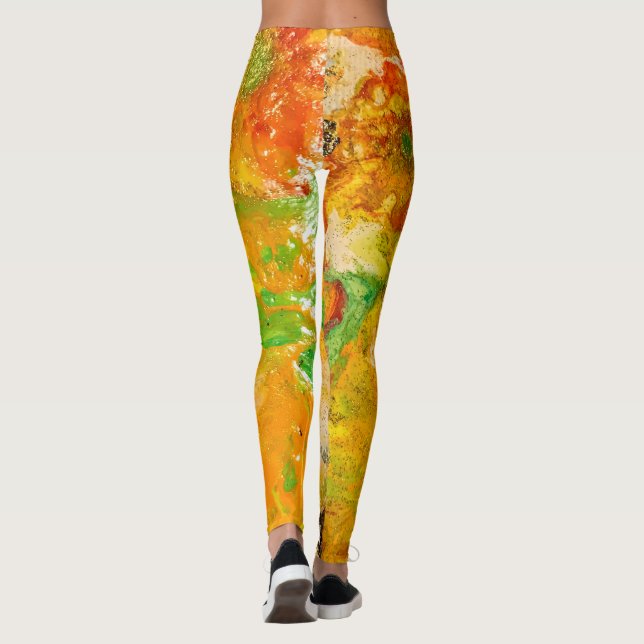 Sommerliche Blume abstrakt Orangengelb  Leggings (Rückseite)