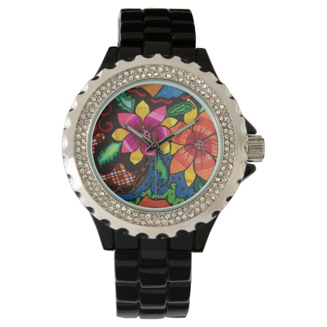 Sommerliche Blume Armbanduhr (Vorderseite)