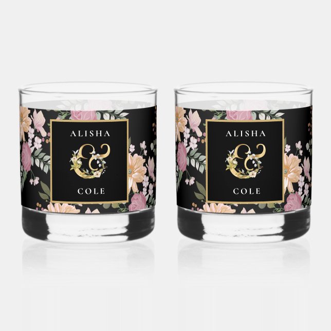 Sommerliche Blume auf der Schwarzen Hochzeit Whiskyglas (Vorderseite)