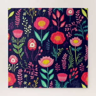 Sommerliche Blume Blätter dunkler Hintergrund Puzzle