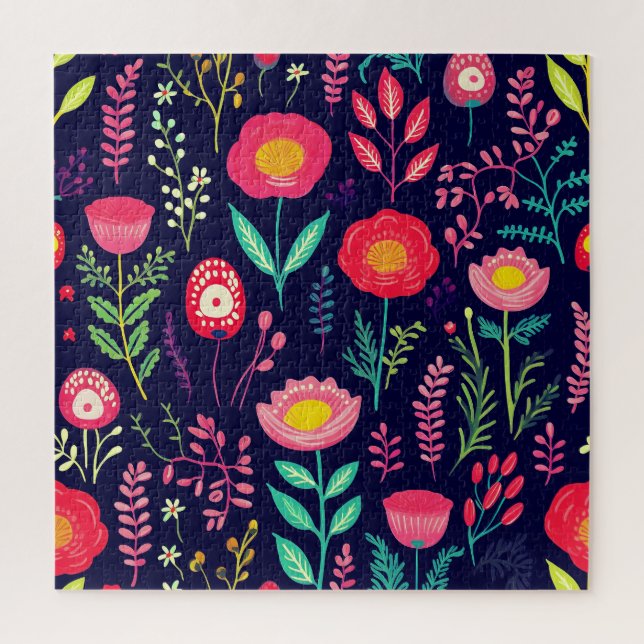 Sommerliche Blume Blätter dunkler Hintergrund Puzzle (Vertikal)