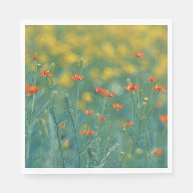 Sommerliche Blume (Blumenfeld) (Rote Blume) Serviette (Vorderseite)