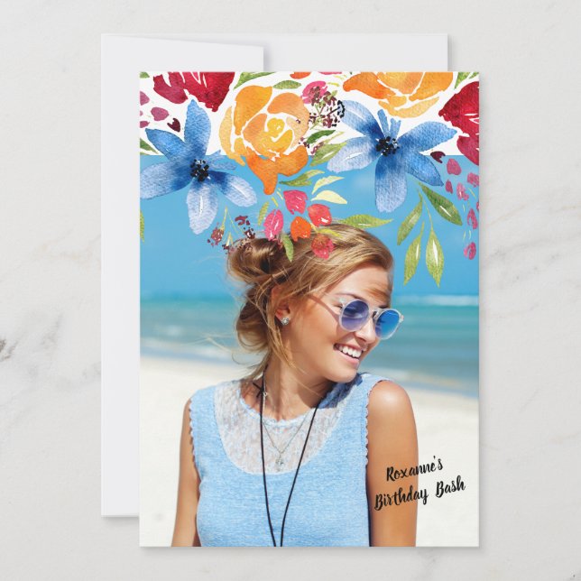 Sommerliche Blume Foto Einladung (Vorderseite)