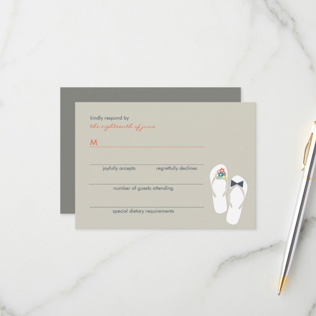 Sommerliche Blume Hochzeit von Bräunungs- und Erdf RSVP Karte (Vorderseite/Rückseite Beispiel)