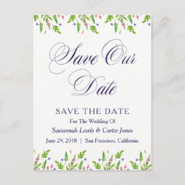 Sommerliche Blume Hochzeiten speichern das Datum P Ankündigungspostkarte