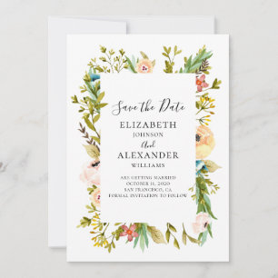 Sommerliche Blume Hochzeitseinladung. Frühlingsblü Save The Date