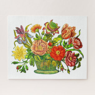 Sommerliche Blume in einem Korb, Vintage Kunst Puzzle
