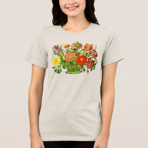 Sommerliche Blume in einem Korb, Vintage Kunst Tri-Blend Shirt