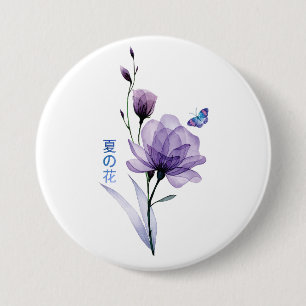 Sommerliche Blume, japanische Kunst Button
