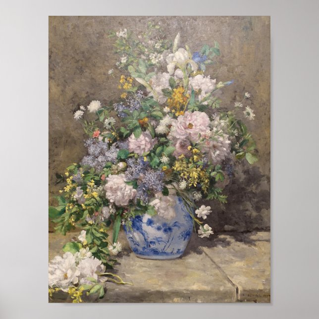 Sommerliche Blume, Öl auf Leinwand. A. Renoir Vint Poster (Vorne)