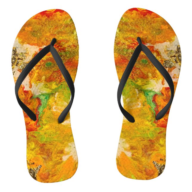 Sommerliche Blume Orange-Gelbe Flip Flops (Fußbett)