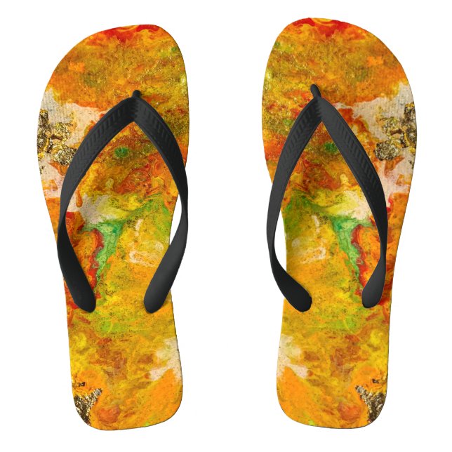 Sommerliche Blume Orangengelb Flip Flops (Fußbett)