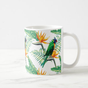 Sommerliche Blume und farbenfroher Papagei Kaffeetasse
