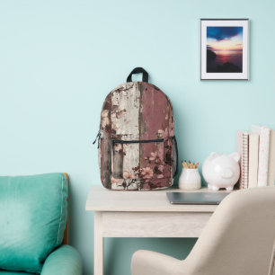Sommerliche Blume und Holz Bedruckter Rucksack