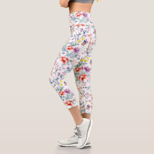 Sommerliche Blume und Schmetterling Capri Leggings
