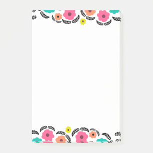 Sommerliche Blume und schwarzes Leaf Post-it Klebezettel