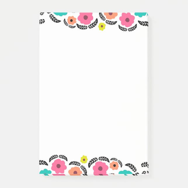 Sommerliche Blume und schwarzes Leaf Post-it Klebezettel (Vorderseite)