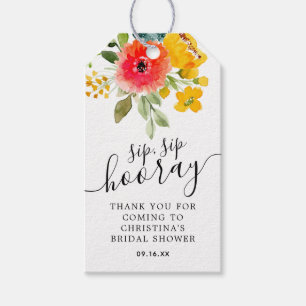Sommerliche Blumen-Sip-Sip-Hurra-Brautjunggesellin Geschenkanhänger