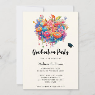 Sommerliche Blumenbouquet Whimsical Boho Abschluss Einladung