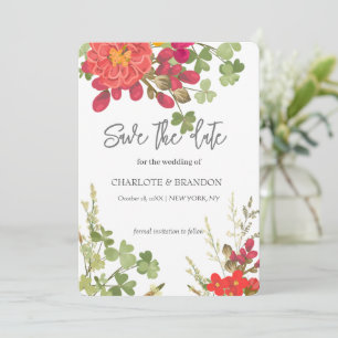 Sommerliche Blumengarten-Wildblumen-Hochzeit Save The Date
