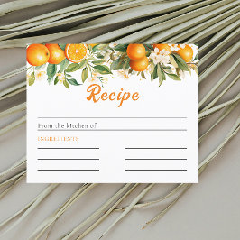 Sommerliche Florale Orange Brautparty-Rezeptkarte