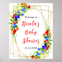 Sommerliche gemischte Beeren-Baby-Shower-Willkomme