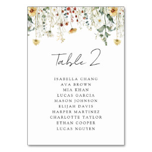 Sommerliche Hochzeit auf einem Feld mit Wildblumen Tischnummer