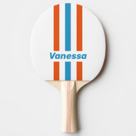 Sommerliche nostalgische Pin Stripes mit Namen Tischtennis Schläger