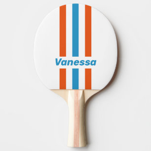 Sommerliche nostalgische Pin Stripes mit Namen Tischtennis Schläger